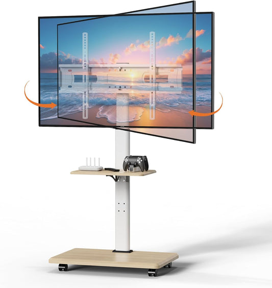BEISHI Rolling TV Stand: Swivel & Height Adjustment