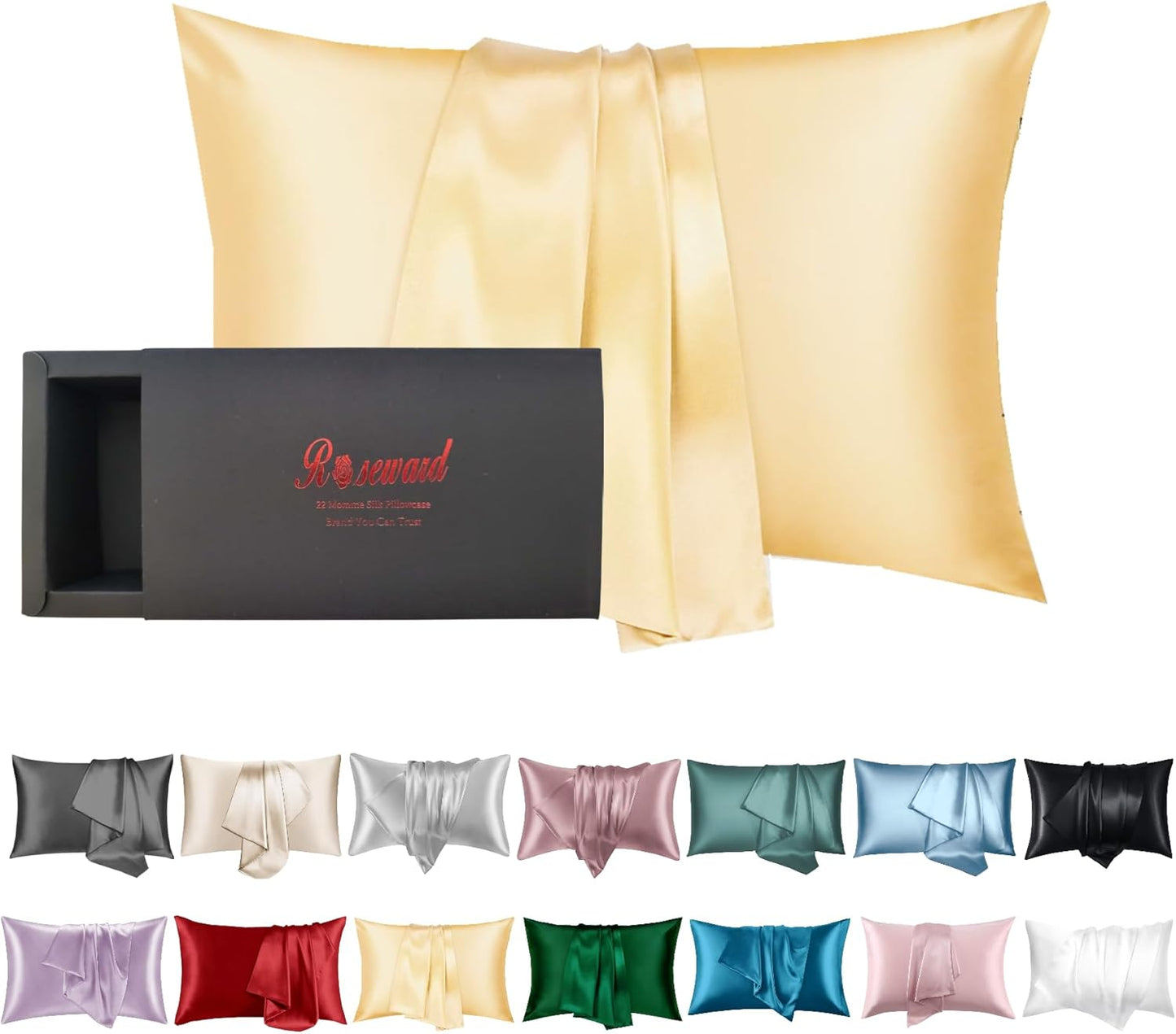 Real Silk Pillowcase for Hair and Skin, 22 Momme Quality