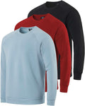 Men's Soft Plush Fleece Crewneck Sweatshirt 3-Pack - Warm Everyday Big