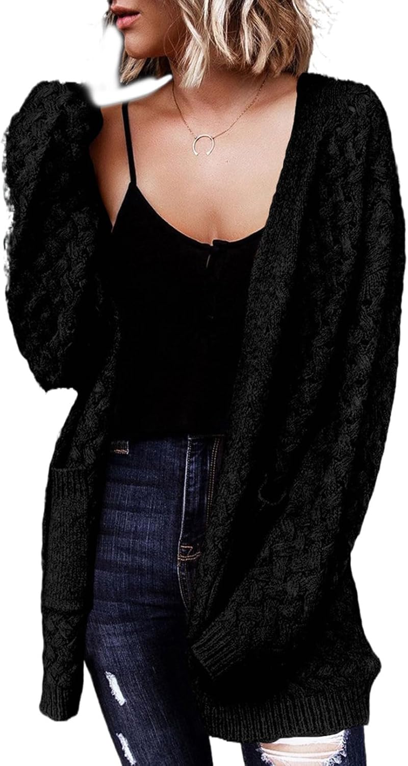 Dokotoo Women's Open Front Long Sleeve Chunky Knit Cardigan