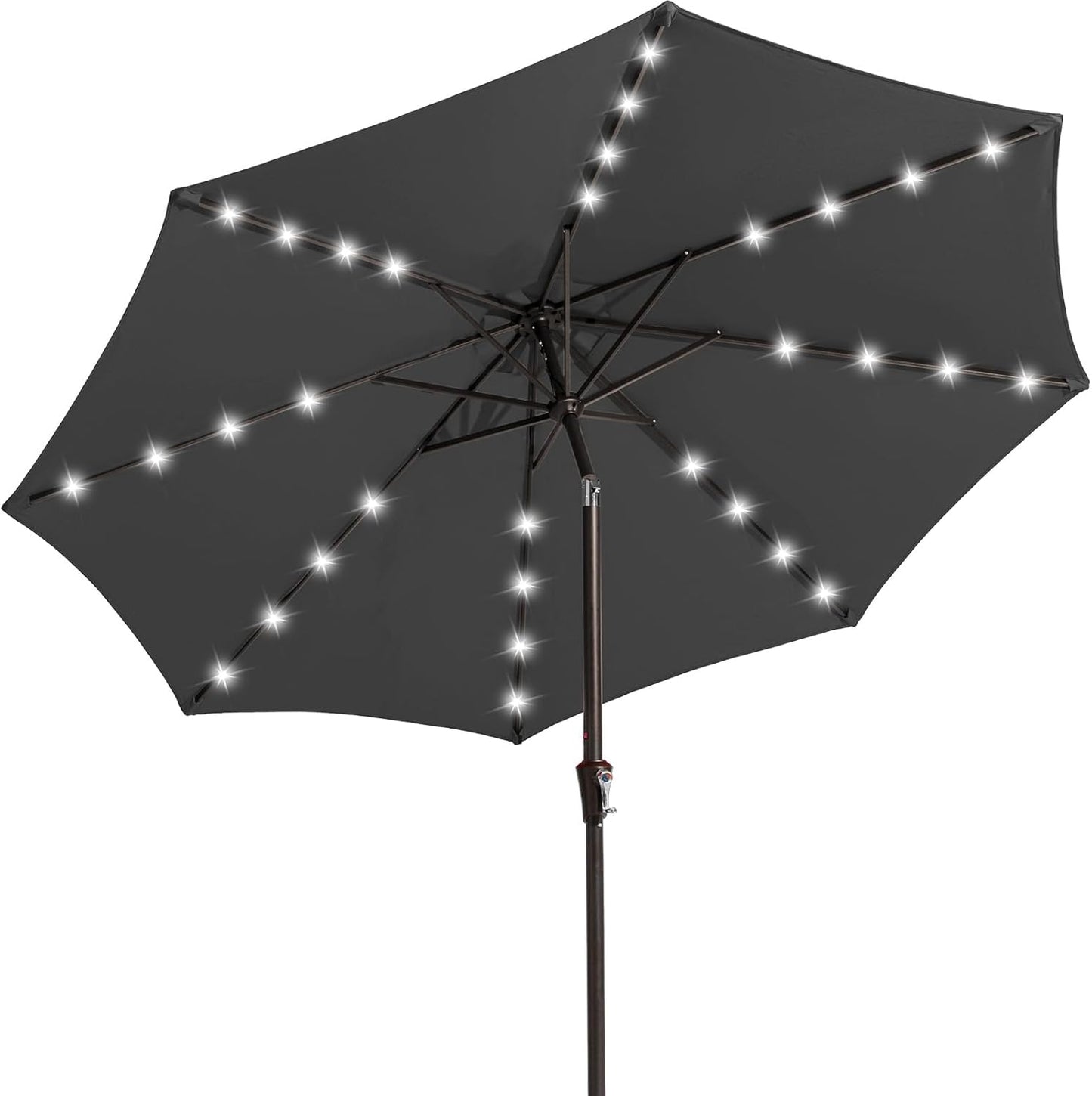 JEAREY 9FT Outdoor Patio Umbrella with Solar Lights and Tilt
