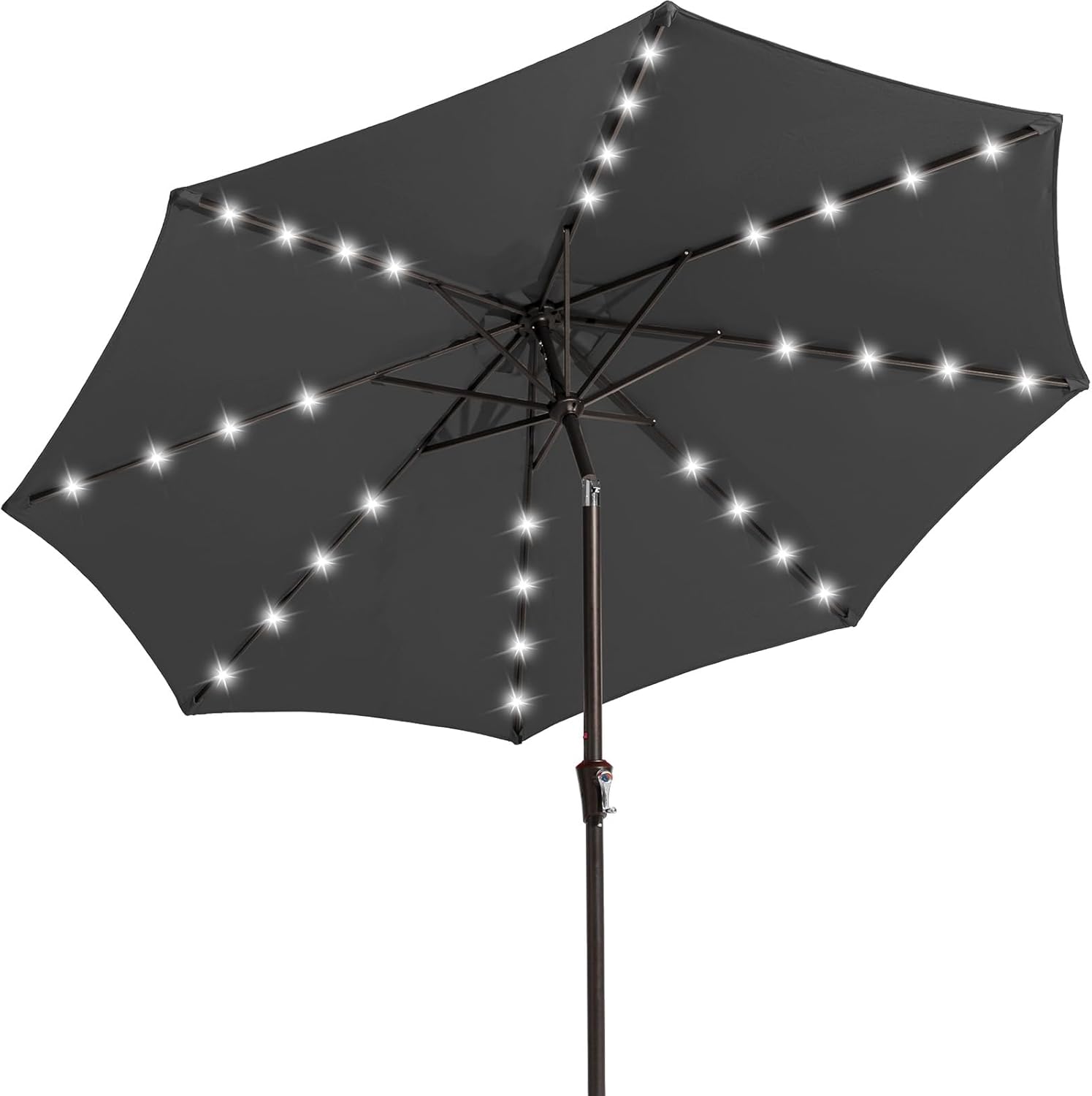 JEAREY 9FT Outdoor Patio Umbrella with Solar Lights and Tilt