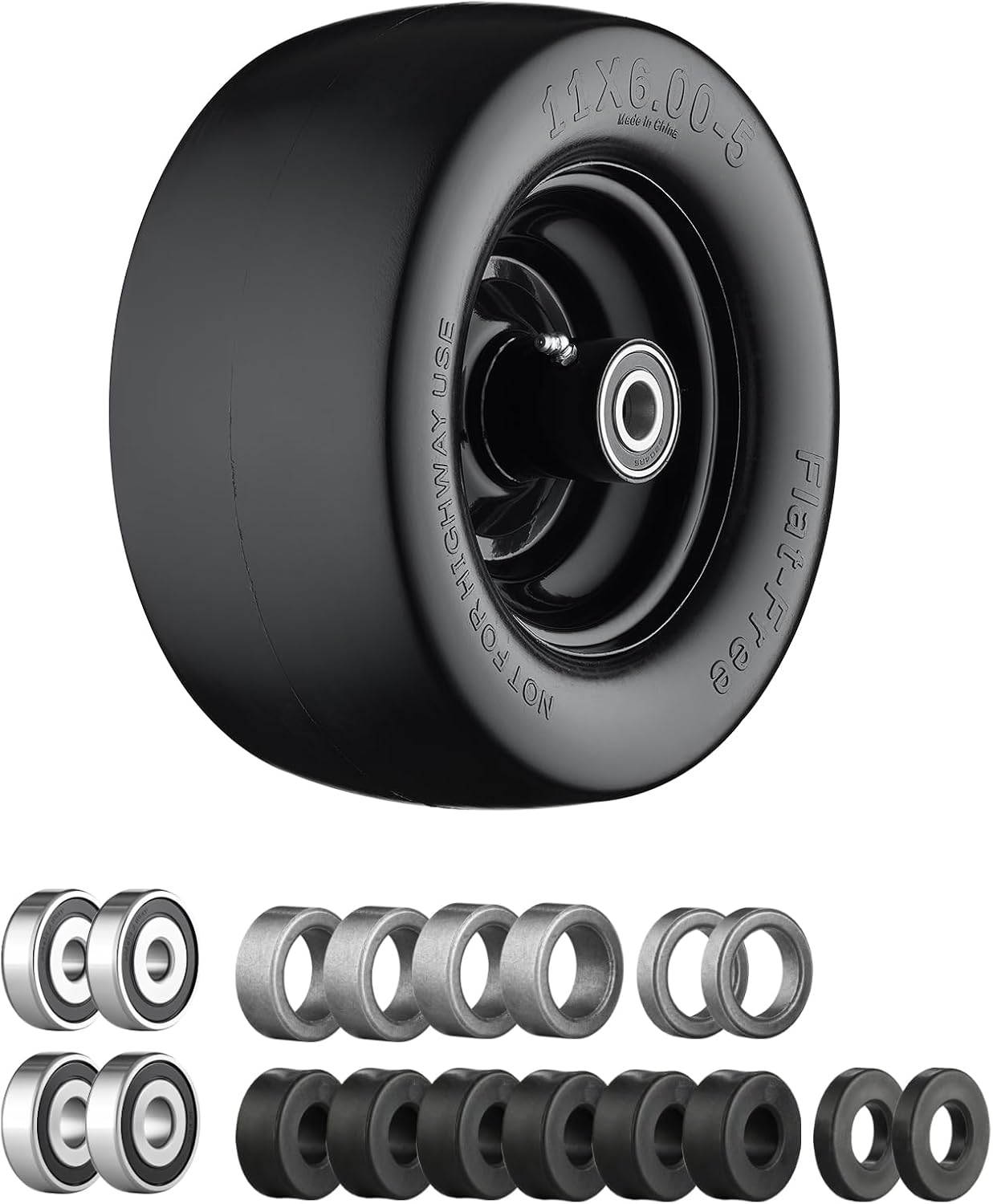 11x6.00-5 Flat Free Tire for Zero Turn Mowers - 400lbs Load