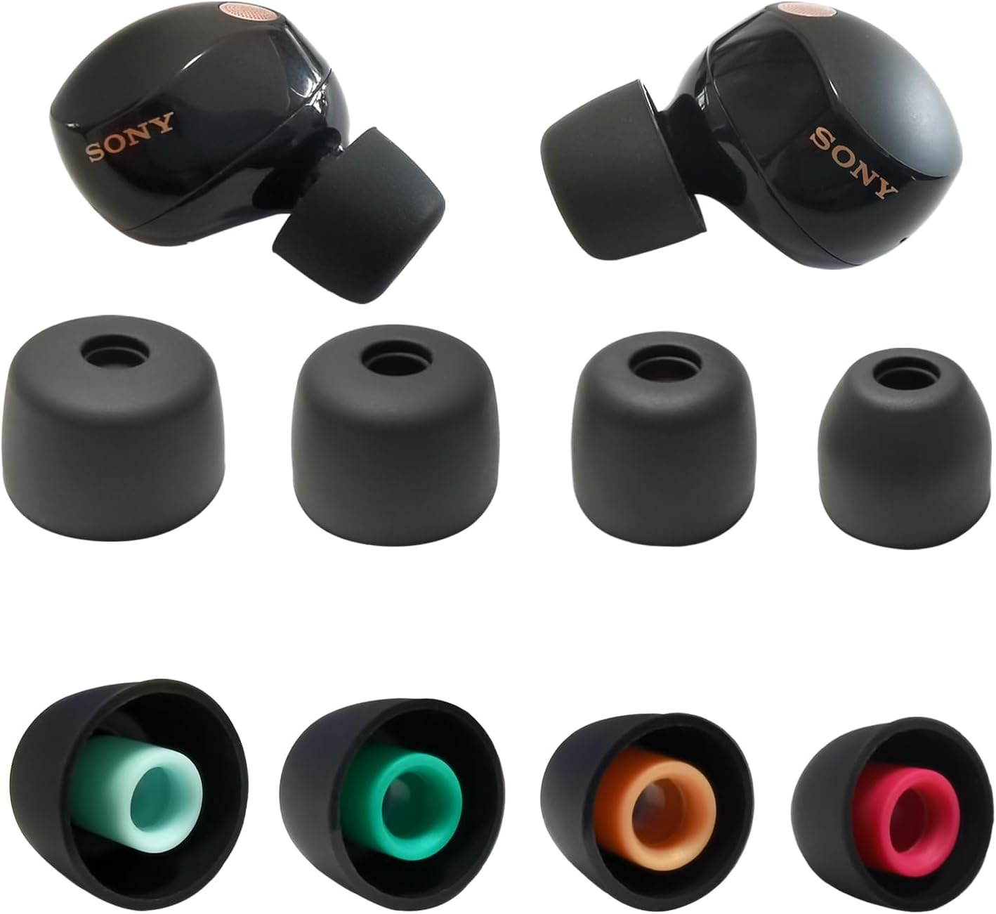 Luckvan Soft Silicone Ear Tips - 4 Pairs for Sony WF