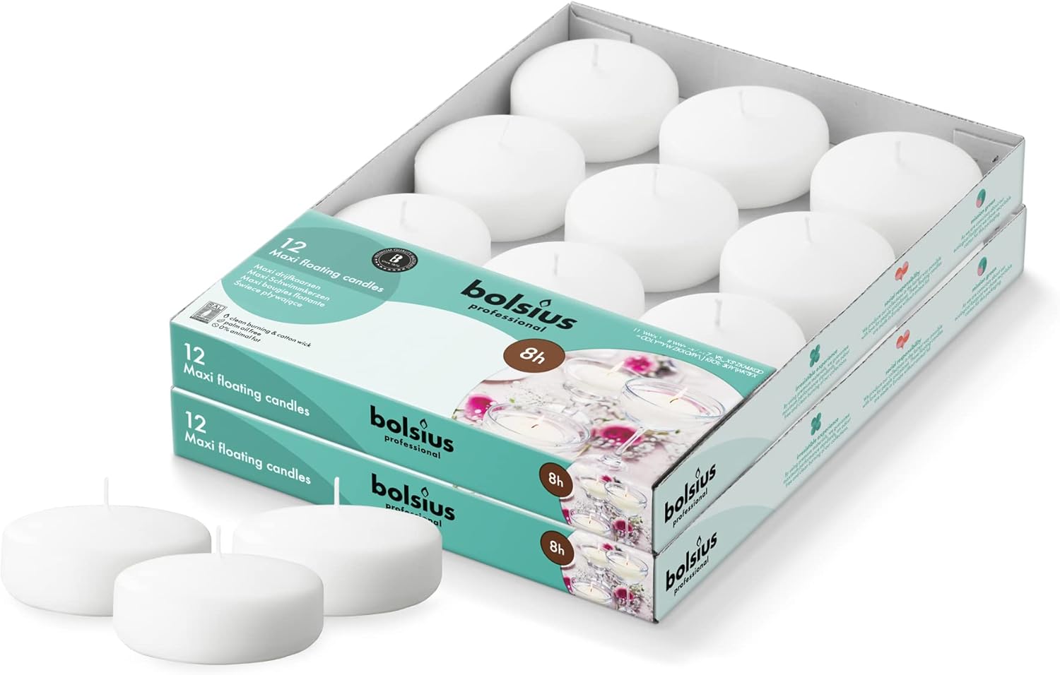 BOLSIUS 3 Inch White Floating Candles for Elegant Events