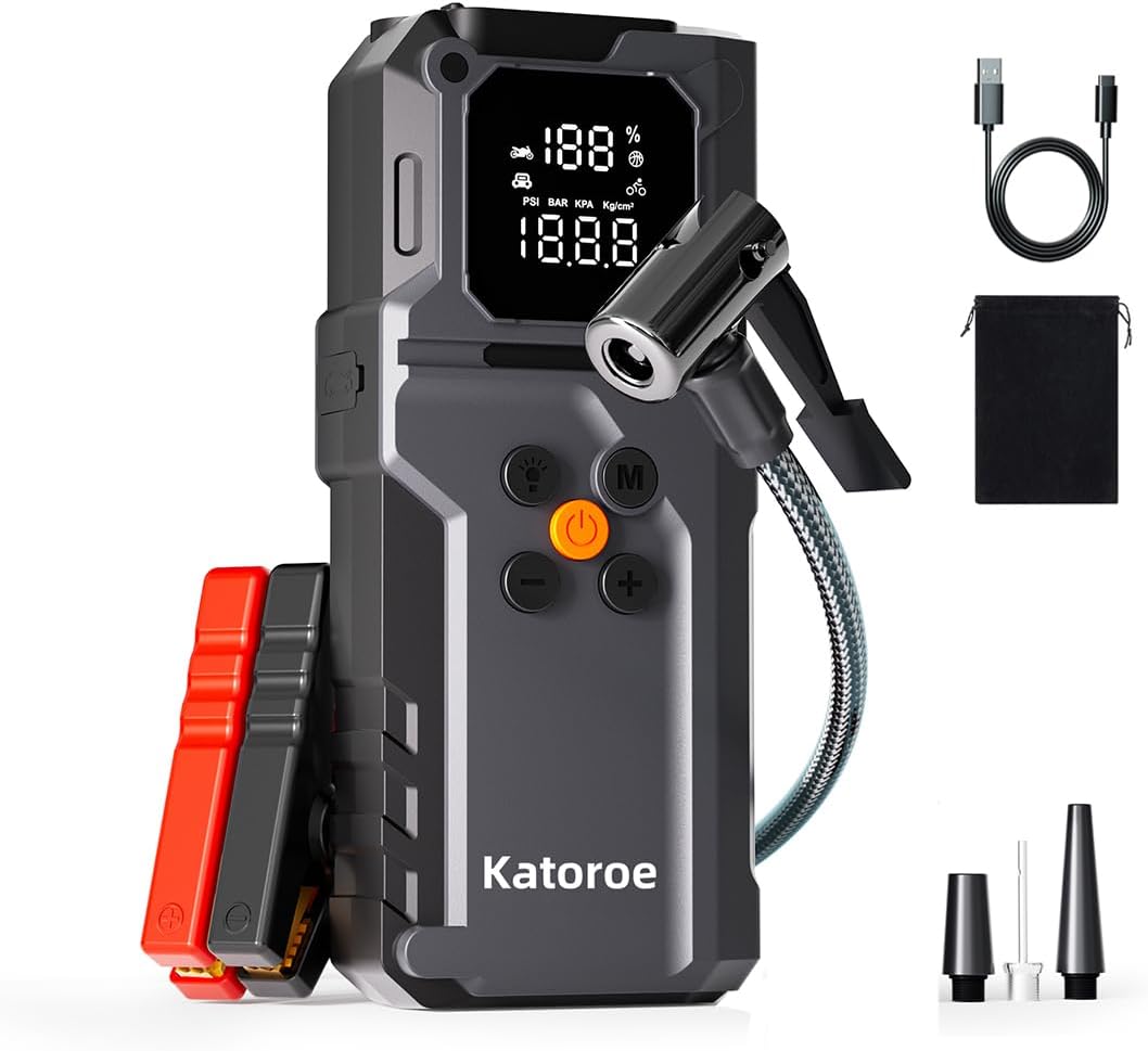 Powerful 5000A Jump Starter with Air Compressor for Vehicles