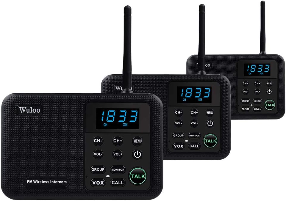 Wuloo Intercoms Wireless for Home with 1 Mile Range and 22 Channels