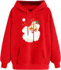 Women Christmas Retro Santa Claus Hooded Sweatshirt - Cozy Fleece