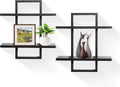 Floating Shelves for Wall 2-Tier Oak Frame Black - Modern Display