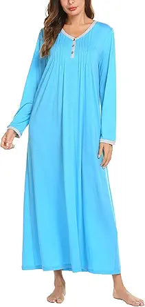 Ekouaer Women's Long Sleeve Nightgown for Comfort and Style