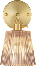 Vintage Wall Sconces with Amber Stripe Glass Lampshade - Adjustable