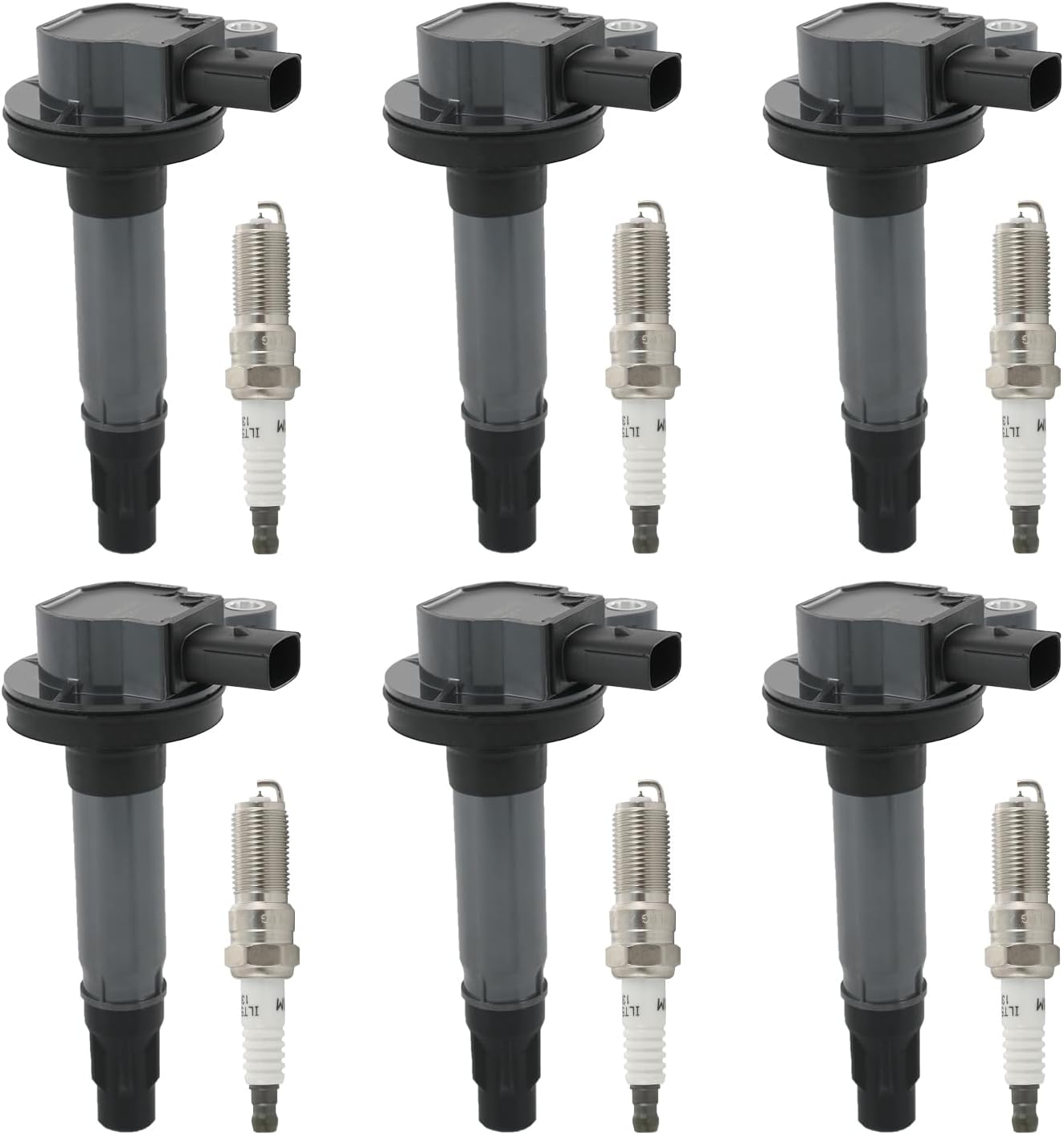 Set of 6 Ignition Coil Pack & Spark Plug for Ford Vehicles
