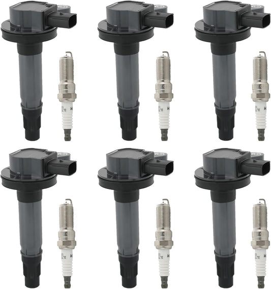 Set of 6 Ignition Coil Pack & Spark Plug for Ford Vehicles