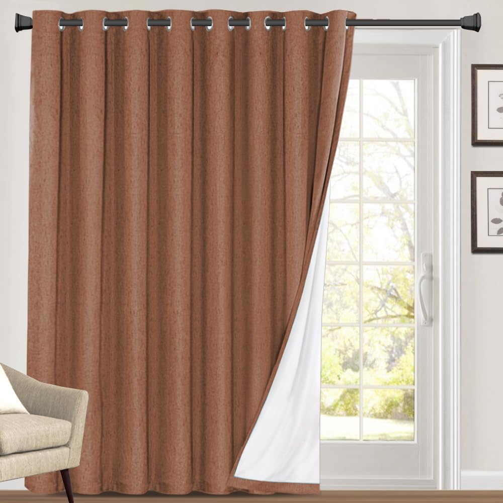 PrinceDeco 100% Blackout Curtains for Sliding Glass Doors 84 in
