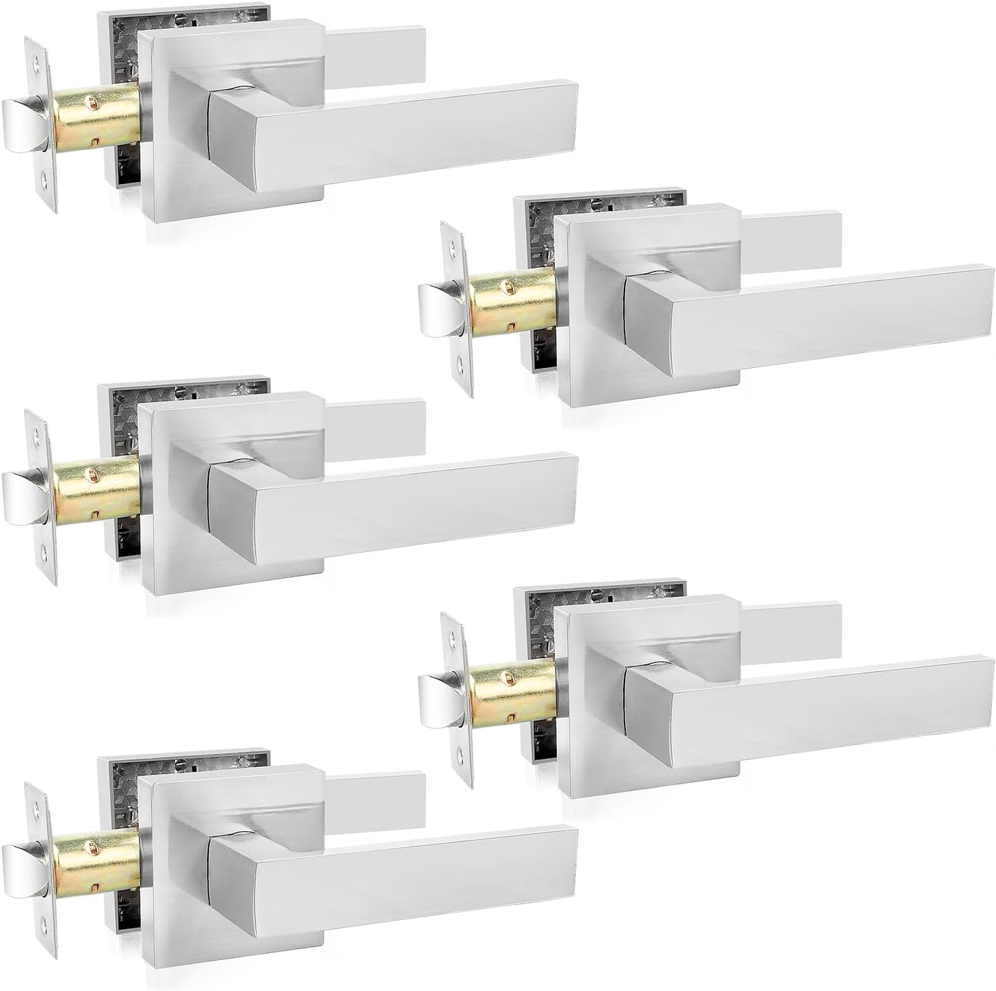 Passage Door Levers 5 Pack Satin Nickel Heavy-Duty Handles