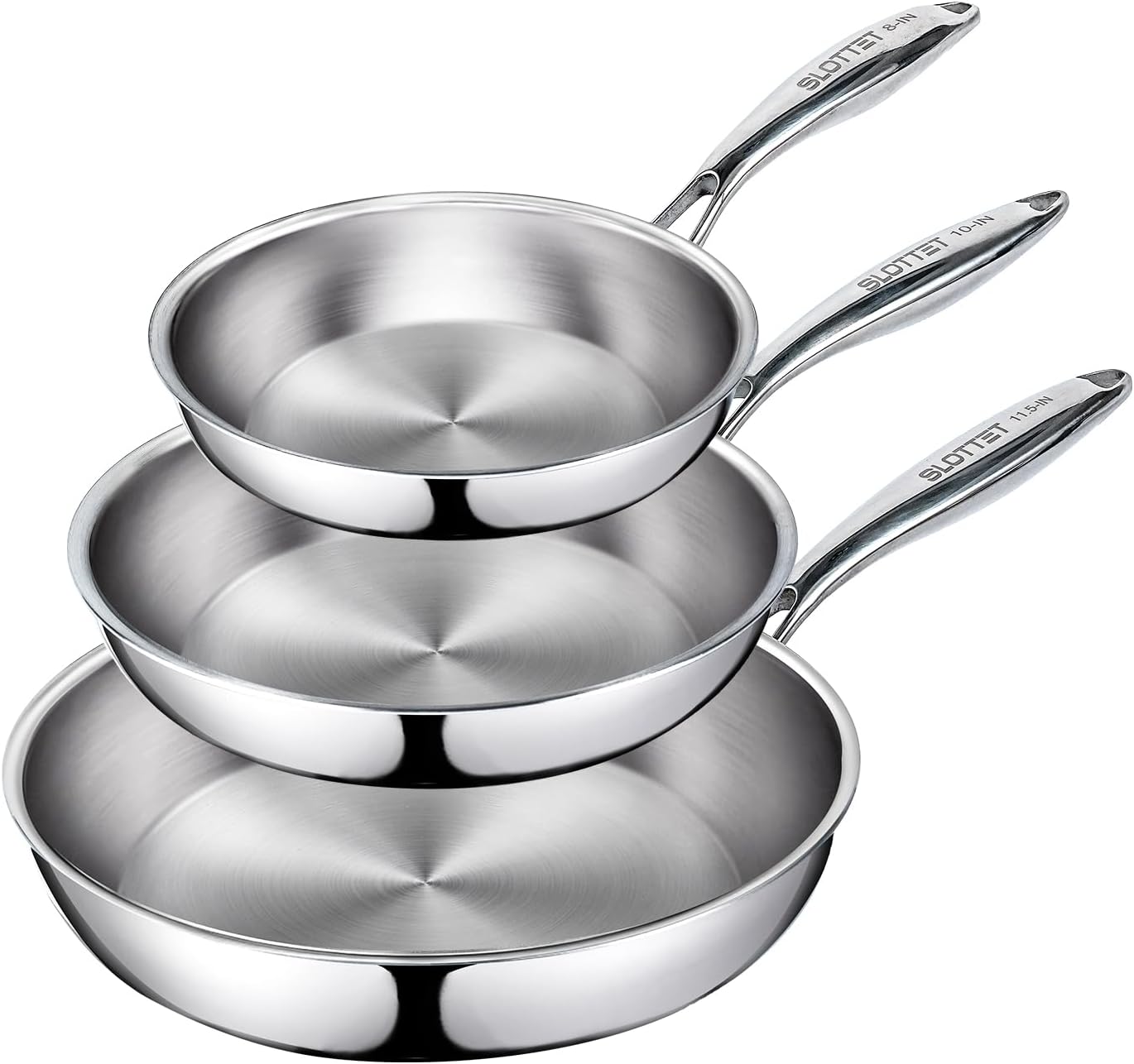 Tri-Ply Stainless Steel Frying Pan Set for All Cooking Needs