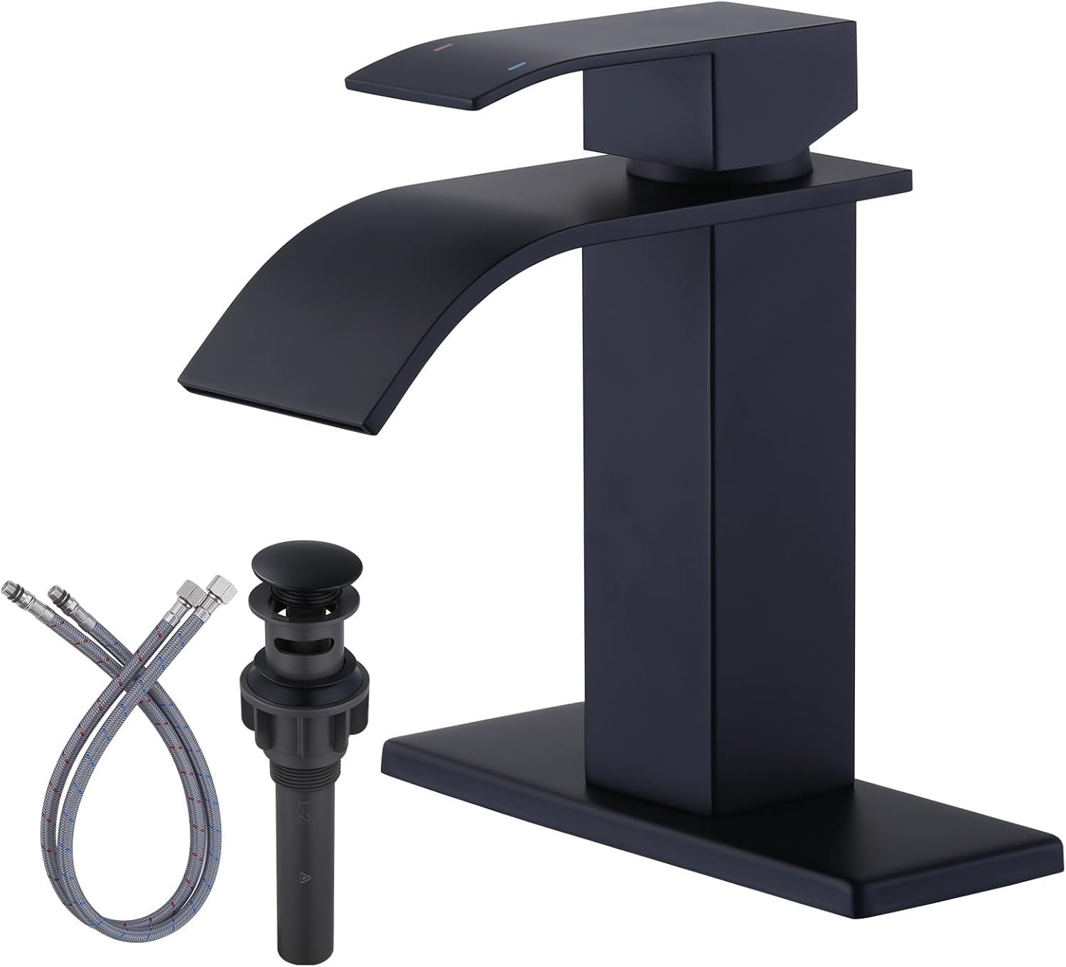 Waterfall Bathroom Faucet Matte Black Design for Modern Elegance