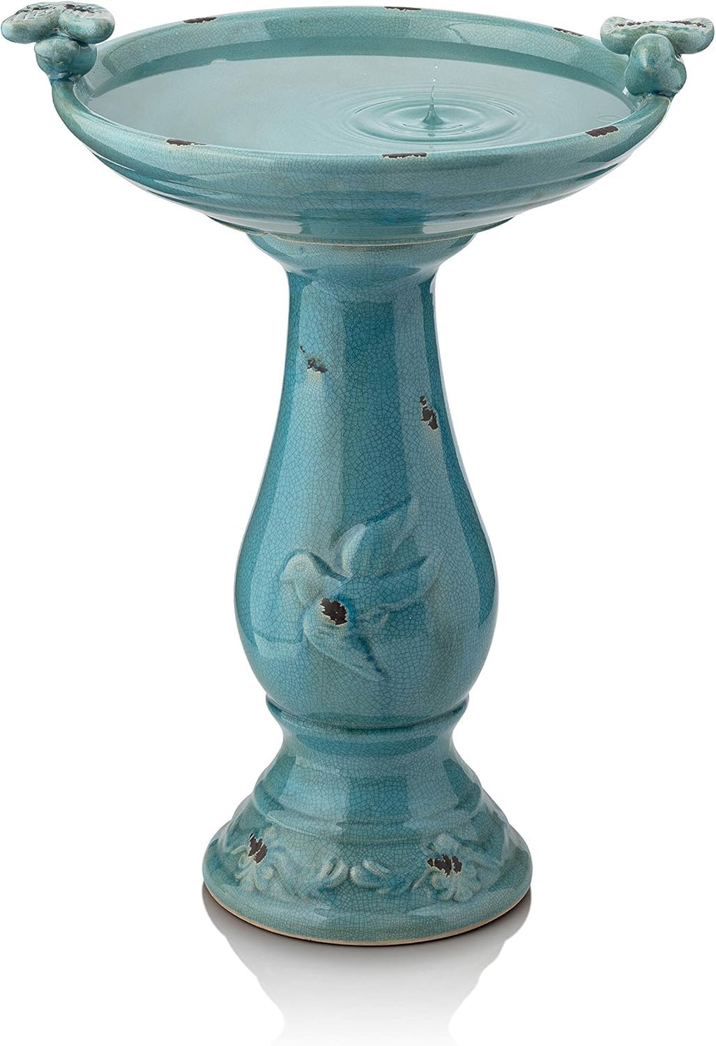 Alpine Corporation 25in Tall Outdoor Ceramic Antique Birdbath
