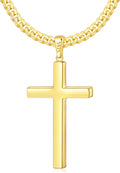 Sterling Silver Cross Necklace for Men 18k Gold Plated - 4mm Cuban