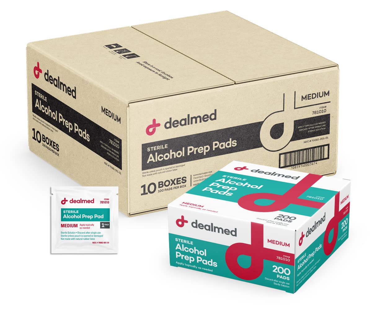 Dealmed Alcohol Prep Pads for Wound Care and First Aid Kits