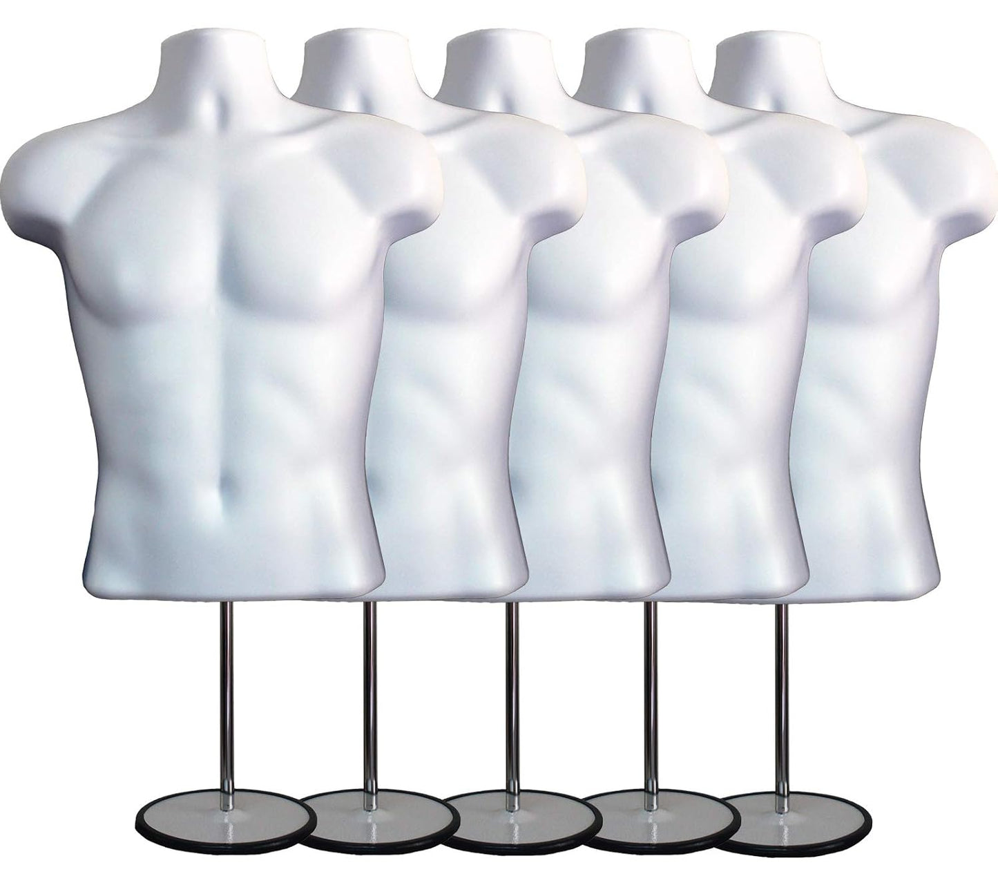 DisplayTown Male Mannequin Torso for Clothing Display, Set of 5