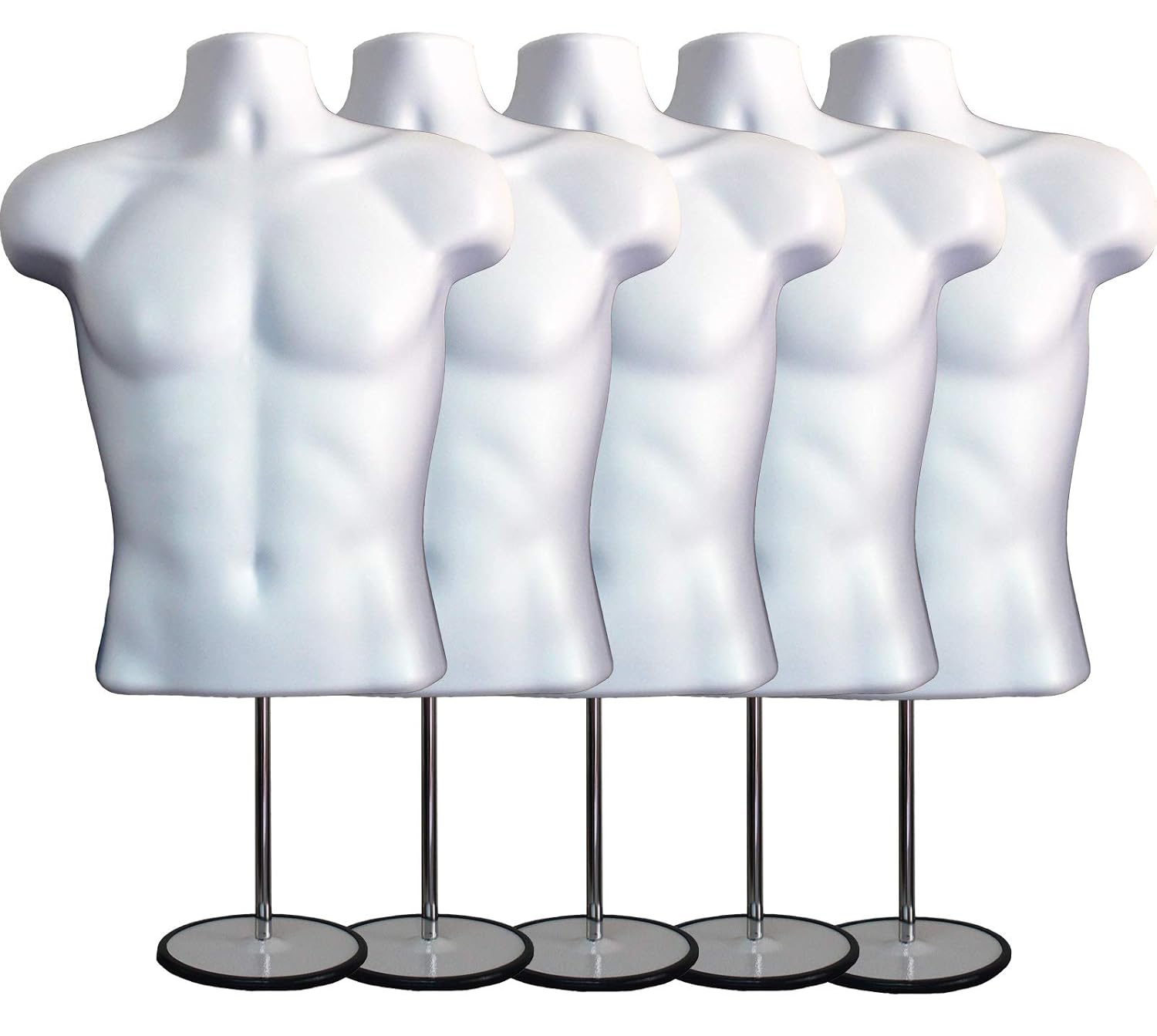 DisplayTown Male Mannequin Torso for Clothing Display, Set of 5