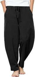 Men's Linen Harem Drawstring Pants - Lightweight Casual Trousers