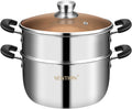 Small Vegetable Steamer 10.2 in 5.8 QT - Thick Stainless Steel Steamer