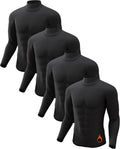 5 or 4 Pack Thermal Shirts for Men Turtle Neck Fleece Lined Long