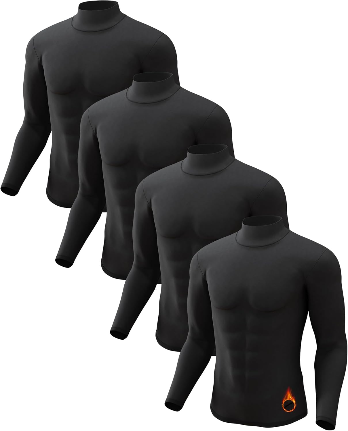 Men's Thermal Shirts 4 or 5 Pack Turtleneck Fleece Lined Tops
