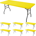 Fitted Tablecloth for 6 ft Rectangle Tables - 6 Pack Yellow