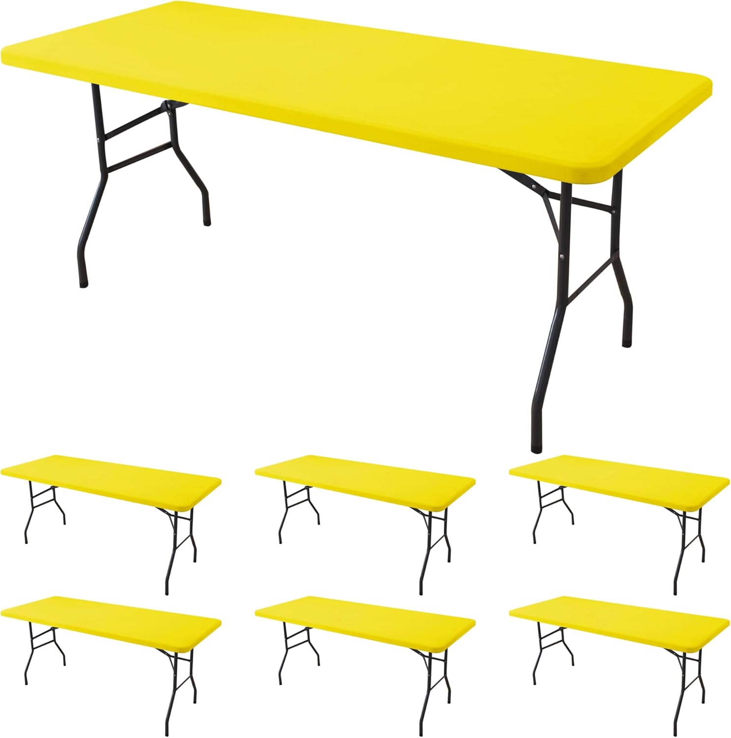 Fitted Tablecloth for 6 Foot Rectangle Tables - 6 Pack Yellow