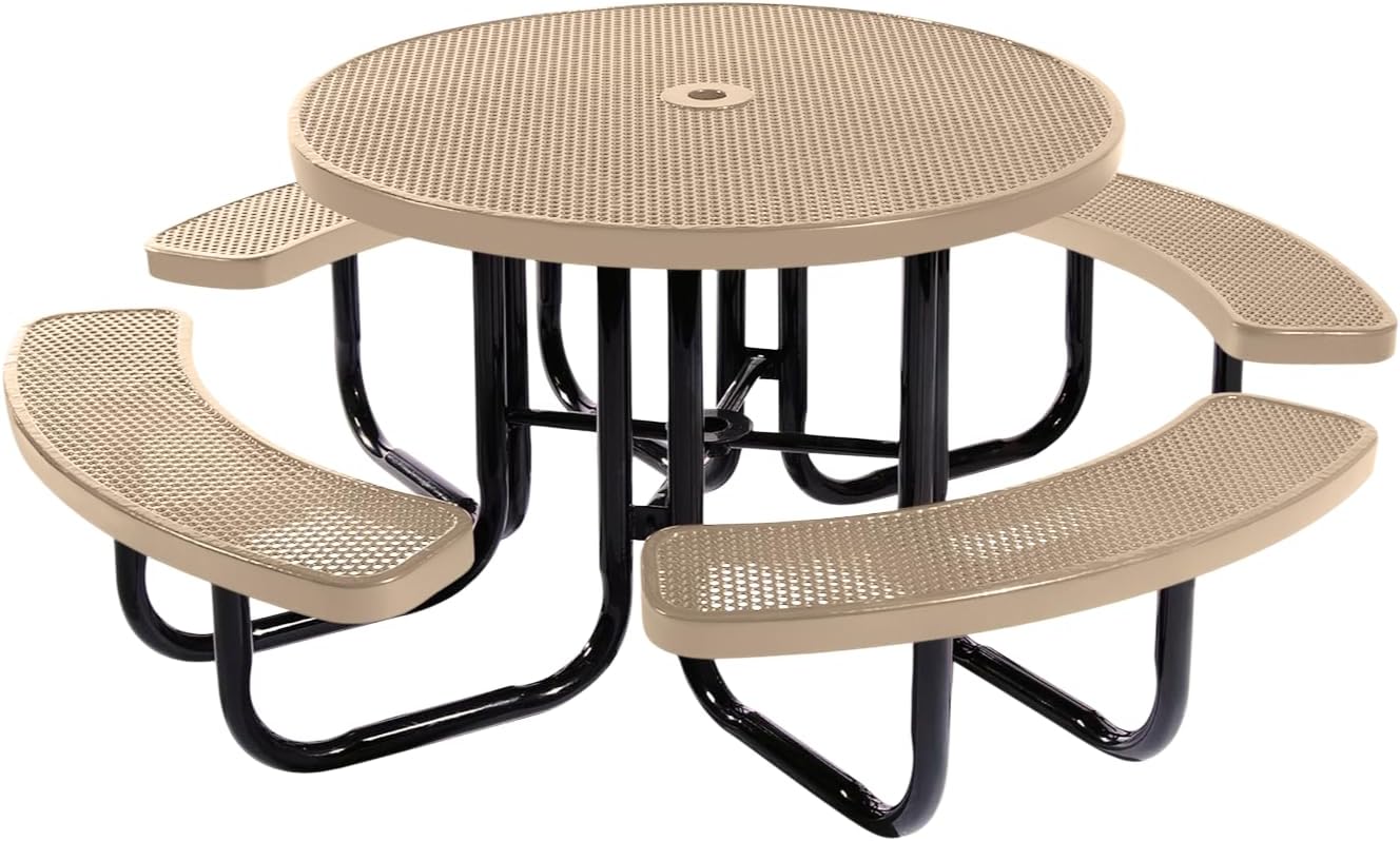Heavy-Duty Portable Outdoor Picnic Table with Umbrella Hole