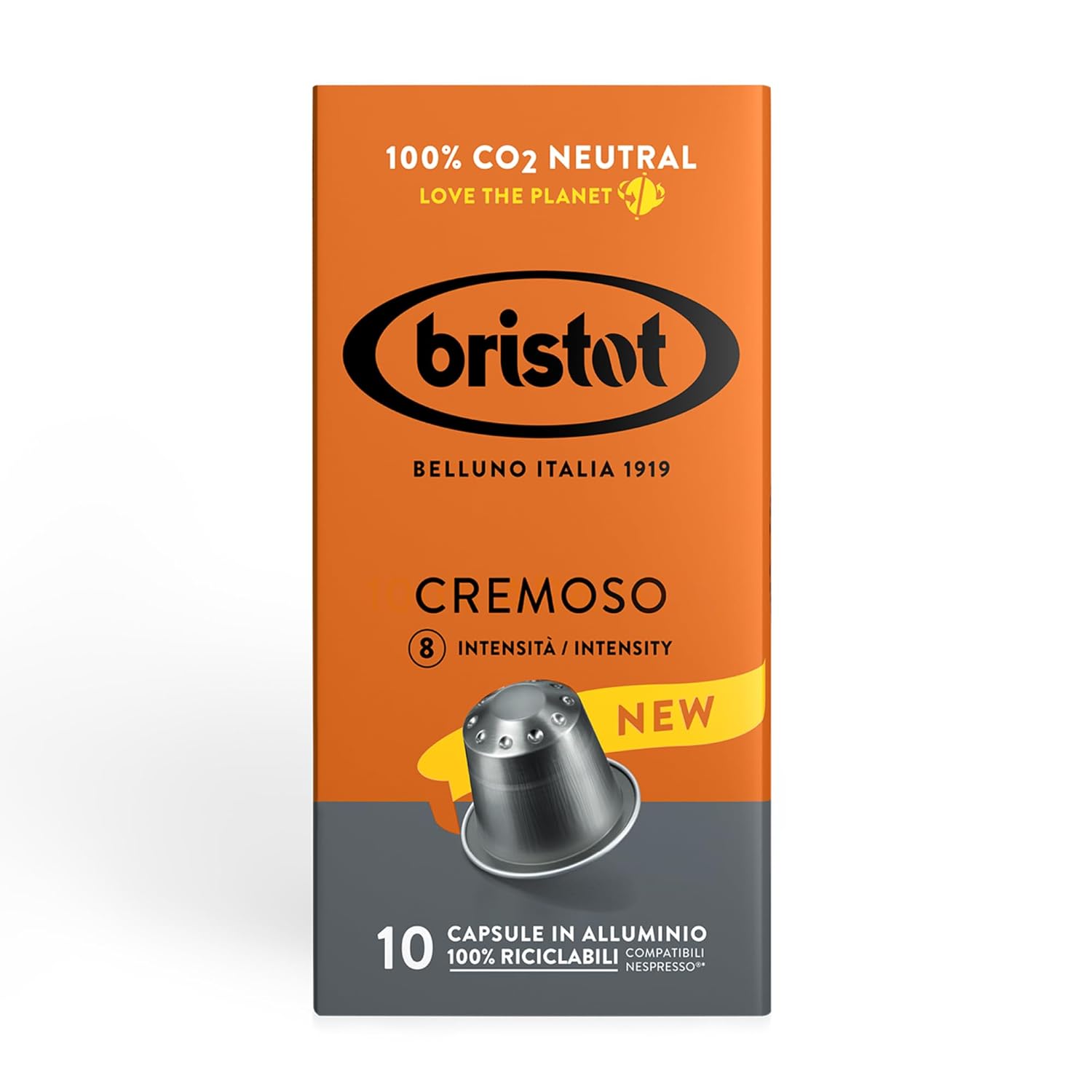 Bristot Cremoso Nespresso Capsules - Medium Roast, 100% Recyclable
