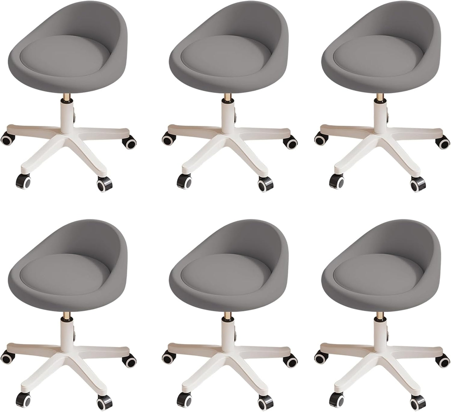 Rolling Stool Set of 6 with Adjustable Height and Swivel Seat