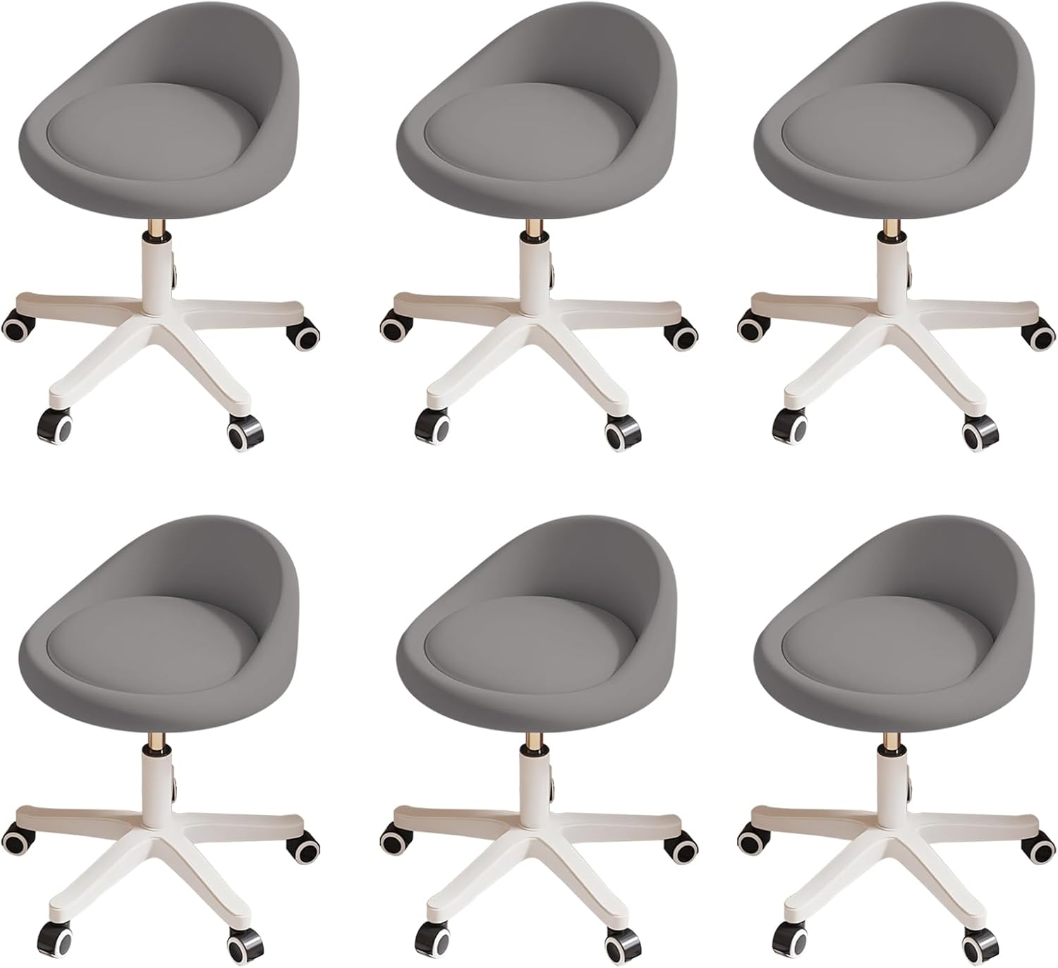Rolling Stool Set of 6 with Adjustable Height and Swivel Seat