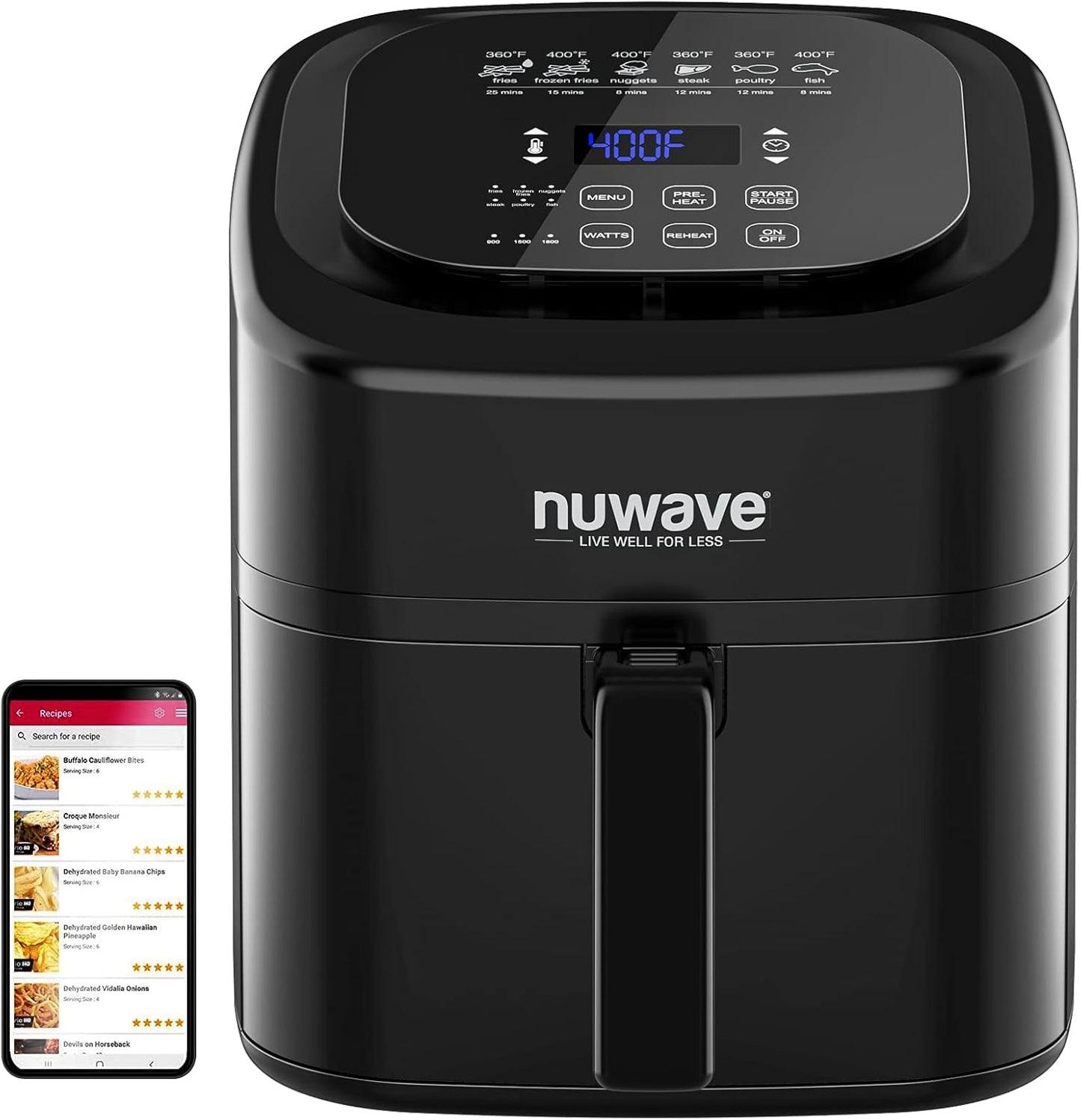 Nuwave 6-Qt Brio Air Fryer: Healthy One-Touch Cooking