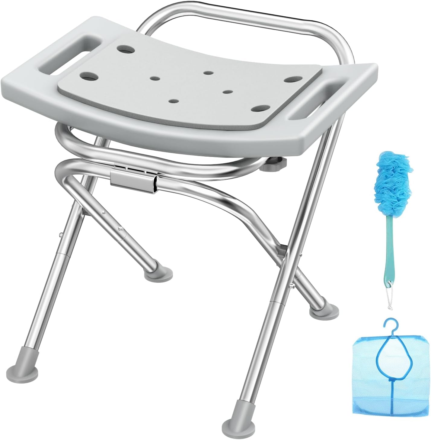 Folding Shower Chair Seat - Stainless Steel Portable Bath Stool