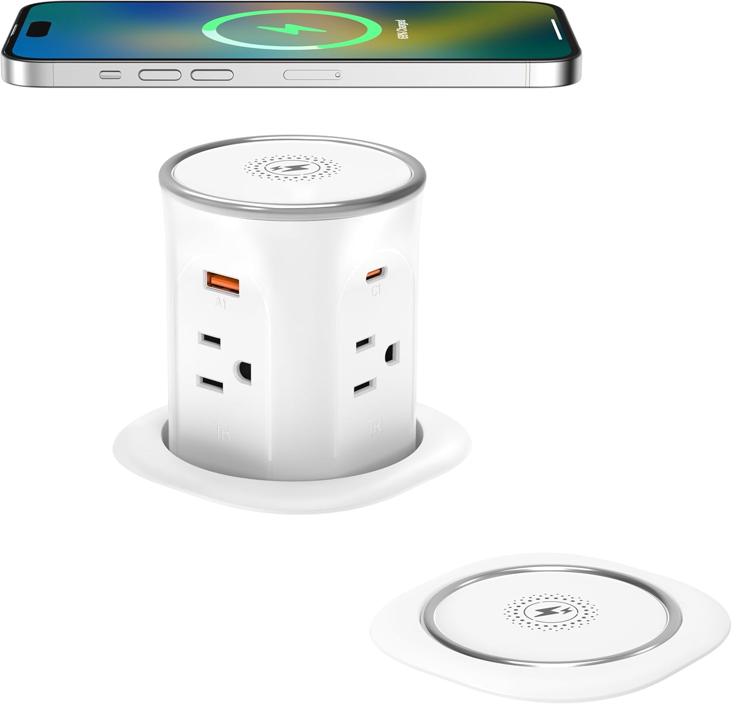 Pop Up Countertop Outlet with Wireless Charger and USB Ports