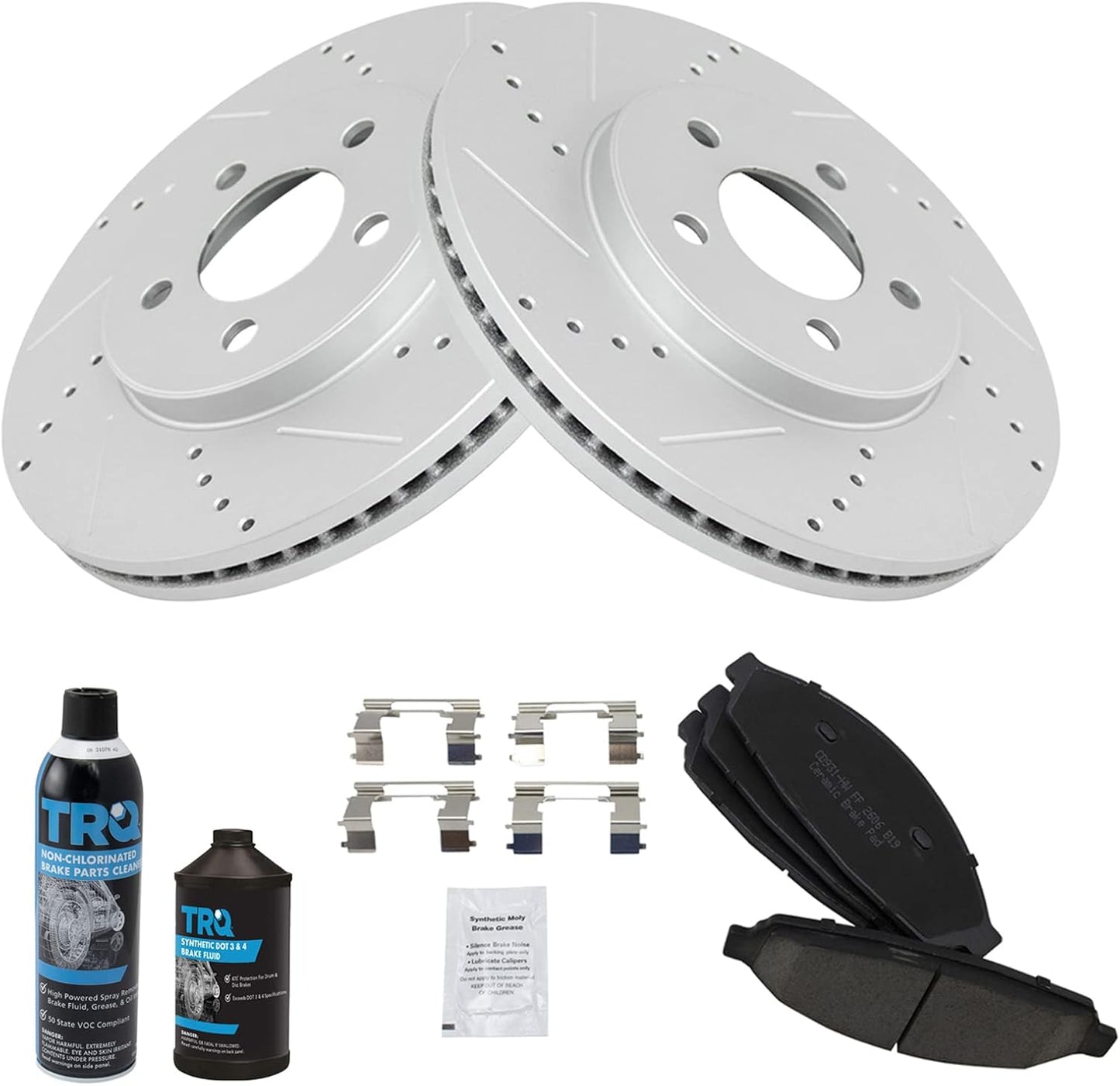 TRQ Front Brake Pad & Rotor Kit for Ford Crown Victoria & More