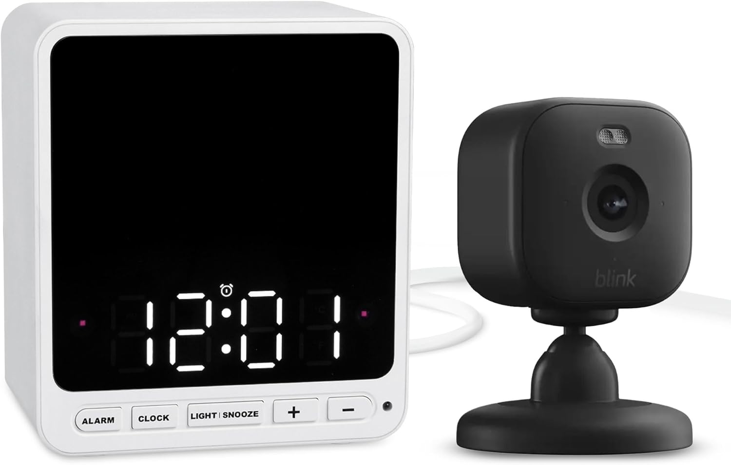Wasserstein Black Alarm Clock Case for Blink Mini - Discreet Placement