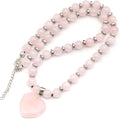 Natural Aventurine Heart Pendant Beaded Necklace - Handmade Gemstone
