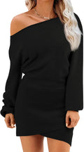 Wenrine Women's Off The Shoulder Sweater Dress - Slim Fit Mini
