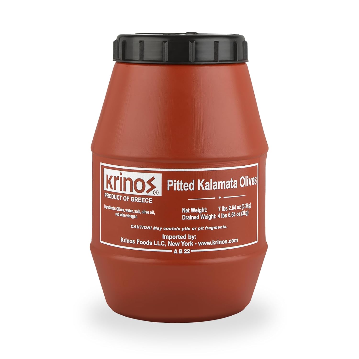 Krinos Pitted Kalamata Olives - Large 4.4lb Jar for Snacking