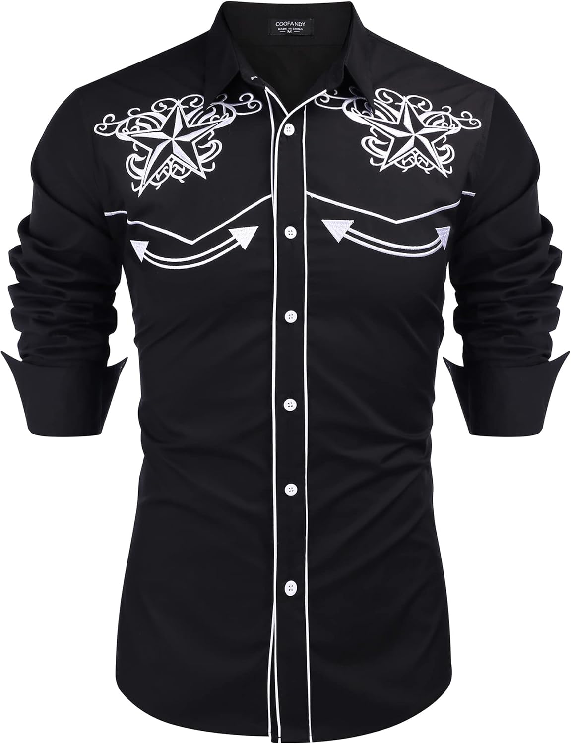COOFANDY Men's Western Shirts Long Sleeve Embroidered Cowboy Style