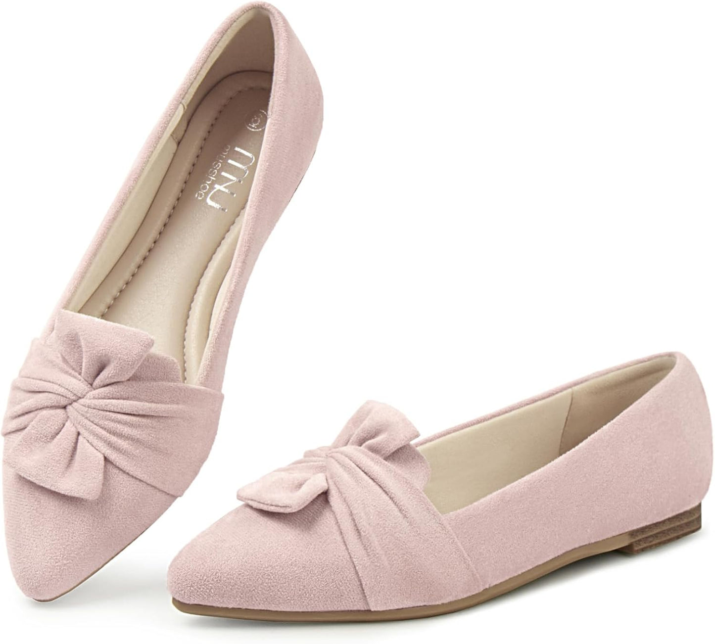 MUSSHOE Women's Dressy Pointed Toe Bowknot Ballet Flats Shoes
