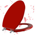 Red Elongated Toilet Seat Natural Wood with Zinc Hinges