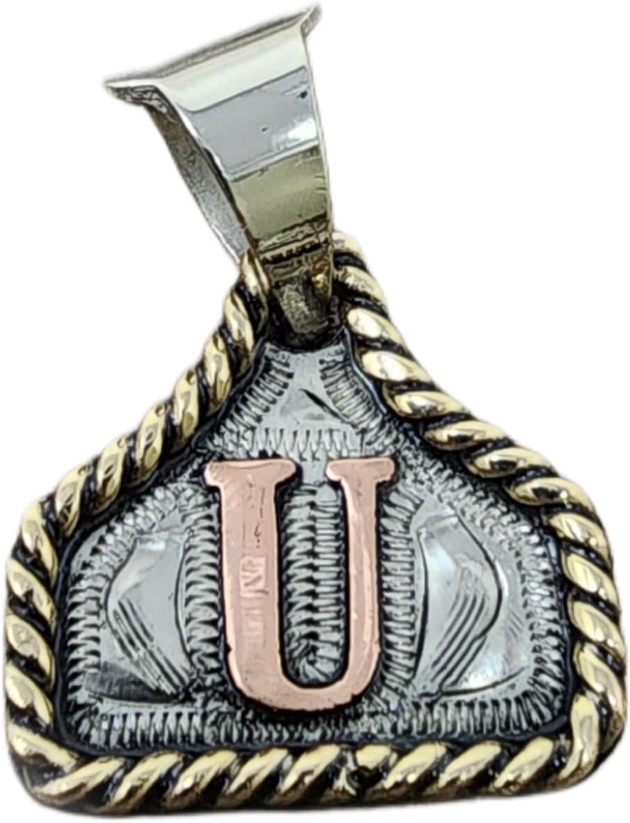 Custom Handmade Cow Tag Necklace with Copper Initial Pendant