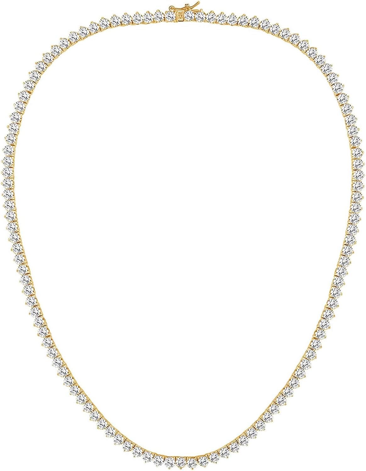 Gemsme 4mm Tennis Necklace for Women - Elegant White Gold Jewelry