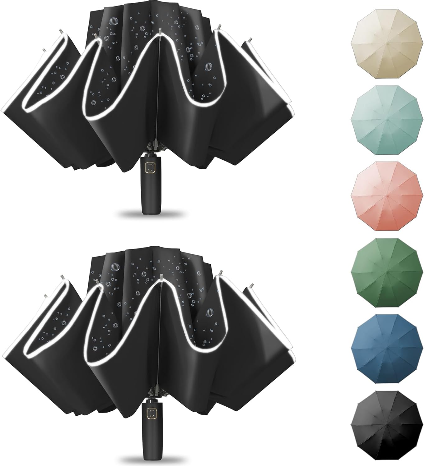 Large Windproof Travel Umbrella with Compact Inverted Design